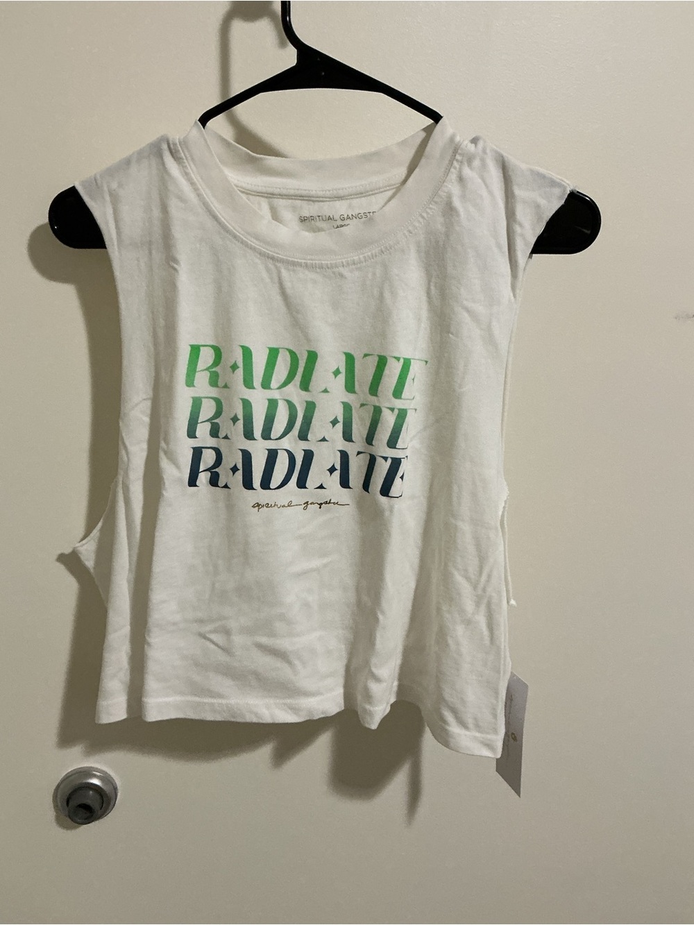 New! Spiritual Gangster White Tank Top Large NWT